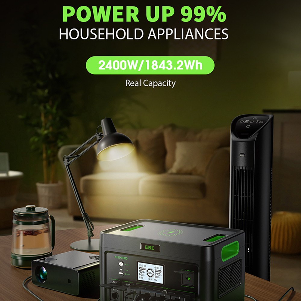 1843.2Wh 2400W Li-ion Battery Portable Power Station for Outdoor Camping Supply