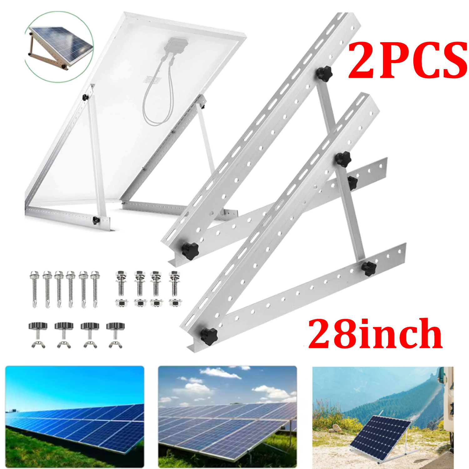 Adjustable Solar Panel Tilt Mount Brackets Kit Ground Roof Boat Mounting System