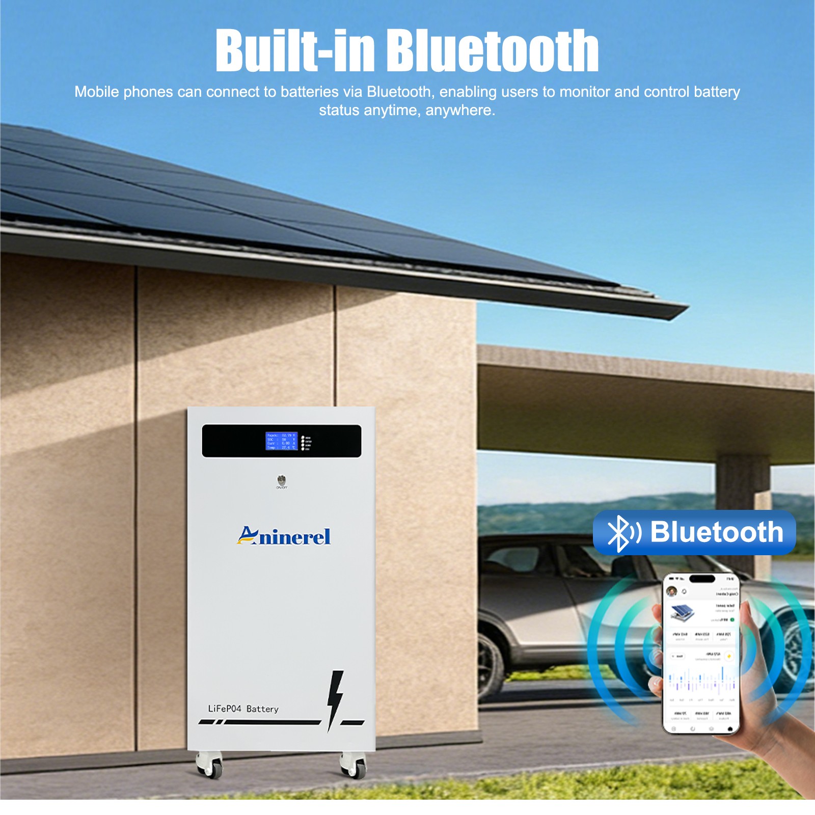 ANINEREL 16kWh 48V 314AH LiFePO4 Battery + 6kw/11kw Solar Hybrid Inverter US