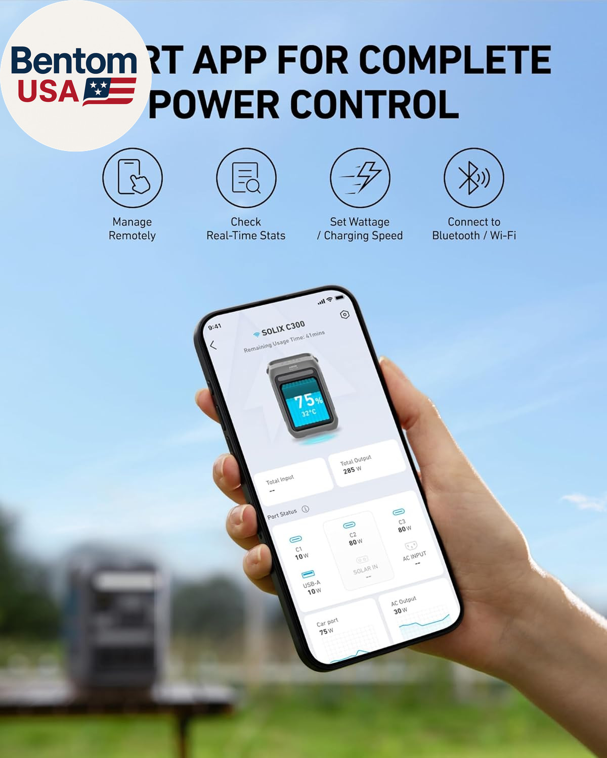 Portable Power Station SOLIX C300, 288Wh Lifepo4 Battery, 300W (600W Surge) Sola