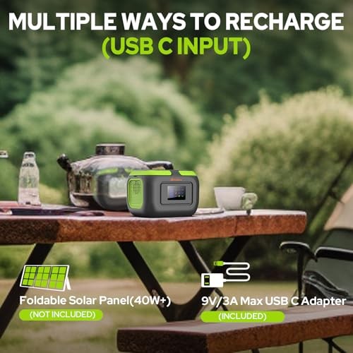 Portable Power Station 120W, 97.6Wh Backup Battery Solar Power Bank Green