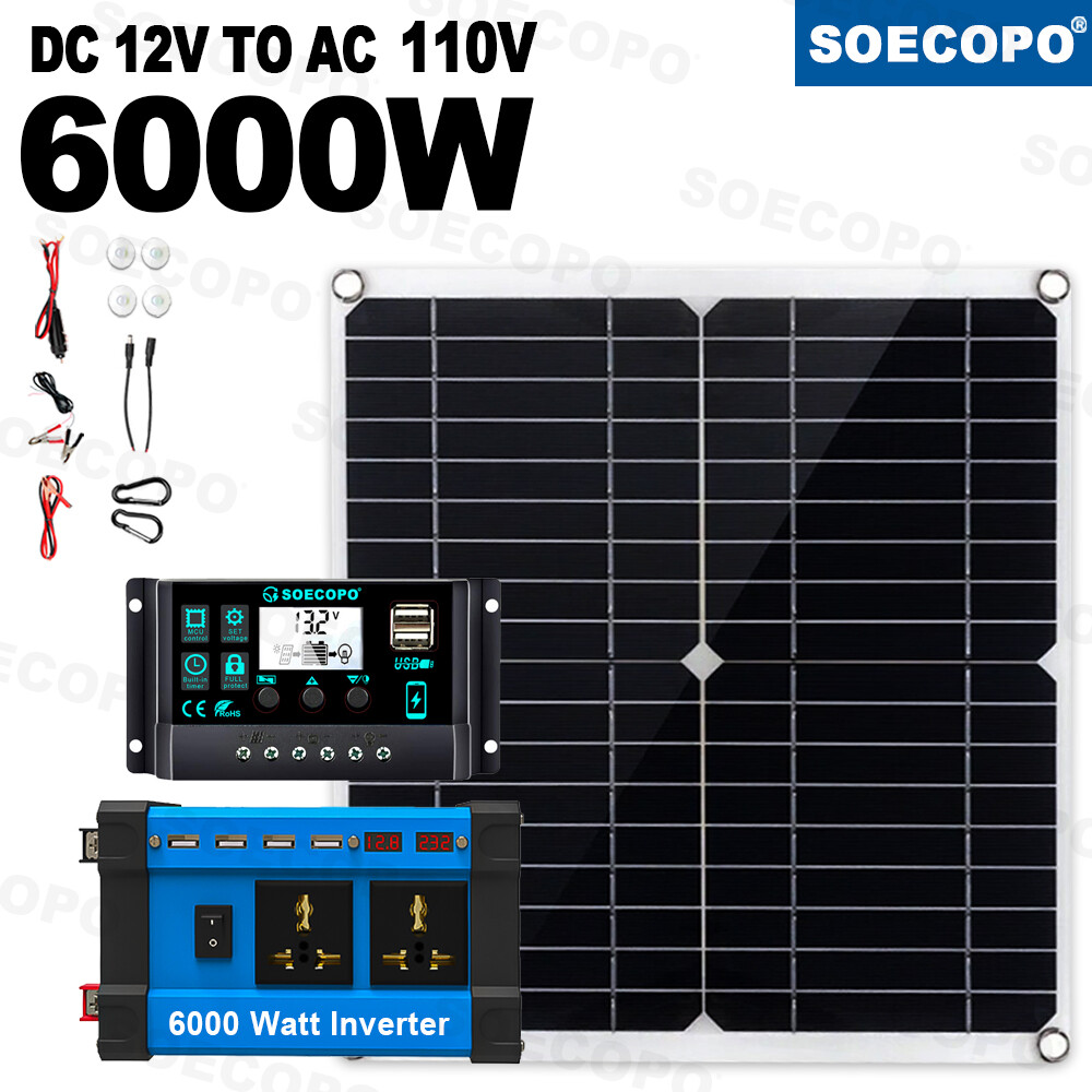 6000W 110V 100A Solar Panel Kit Complete Solar Power Generator Home Grid Syste