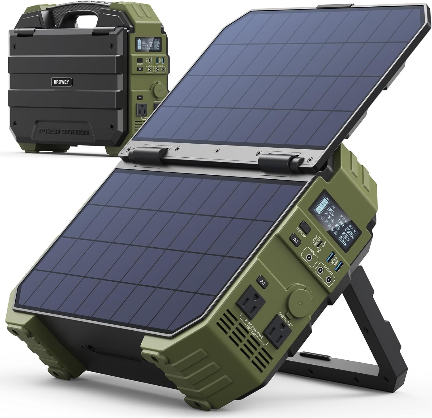 Portable Power Station, 1000W (Peak 2000W) Solar Generator with Built-In Solar P