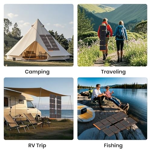 Portable Solar Panel – 24% High Efficiency, IP67 Waterproof, QC3.0 USB 100W