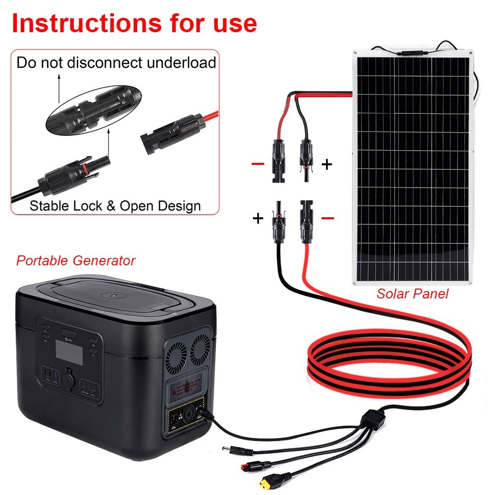 3ft Solar Panel Extension Cable 4in1 Solar Panel Connector Kit for RV Generator