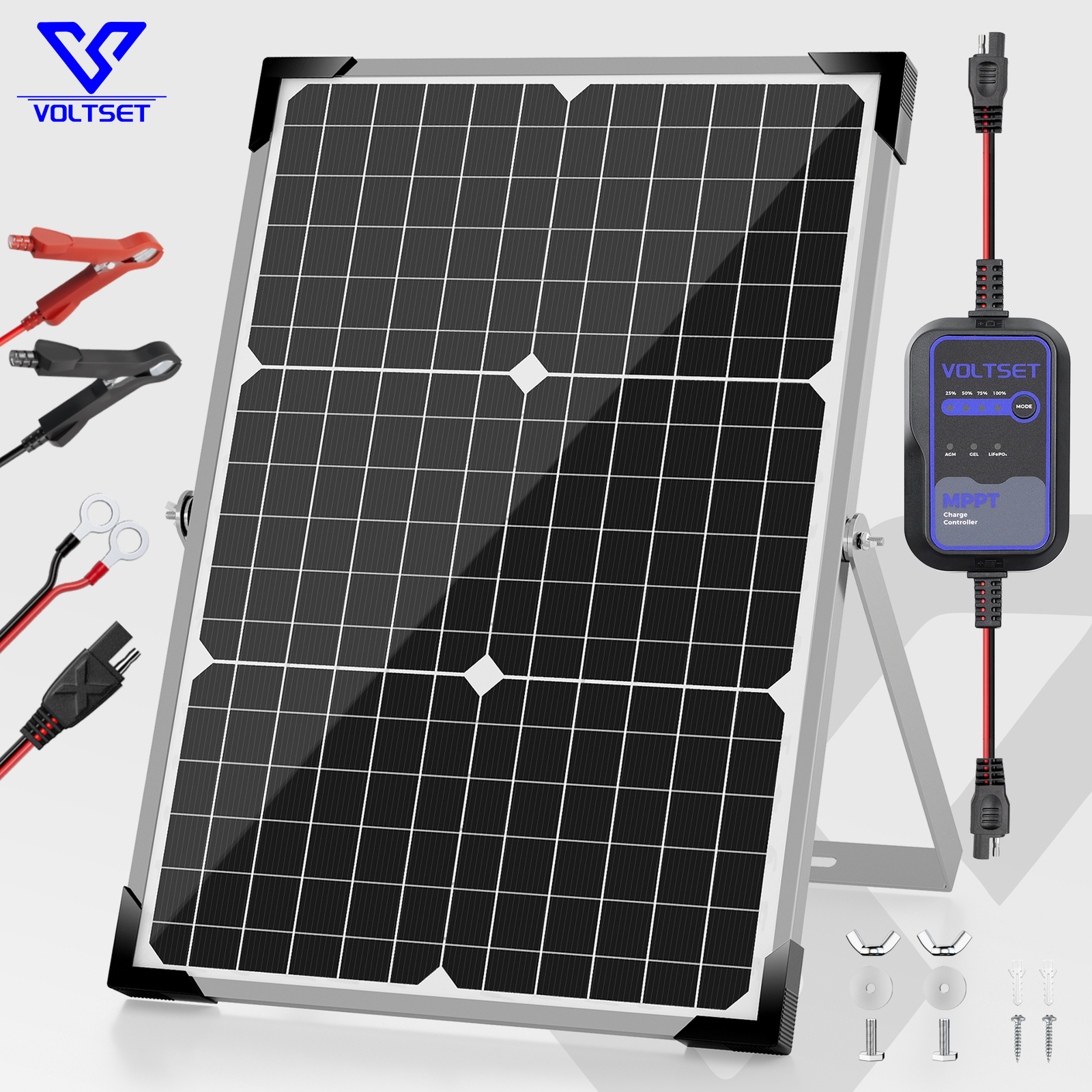 Upgraded 30W 12V Solar Battery Trickle Charger Maintainer with MPPT Controller