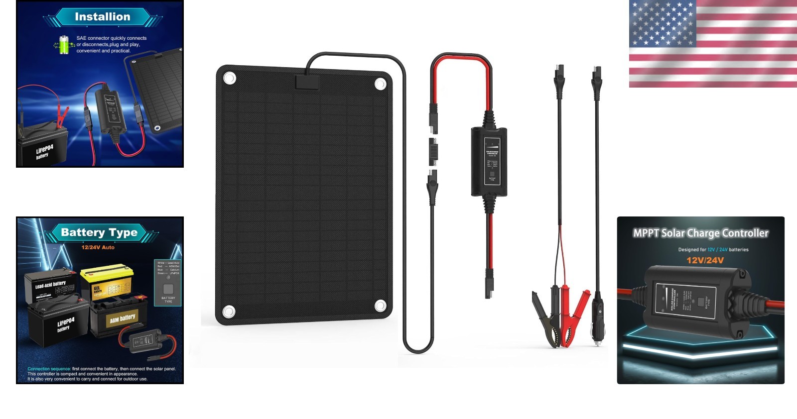 Universal 10W Solar Charger with LED Indicator – Extend Battery Life for 12V/24V