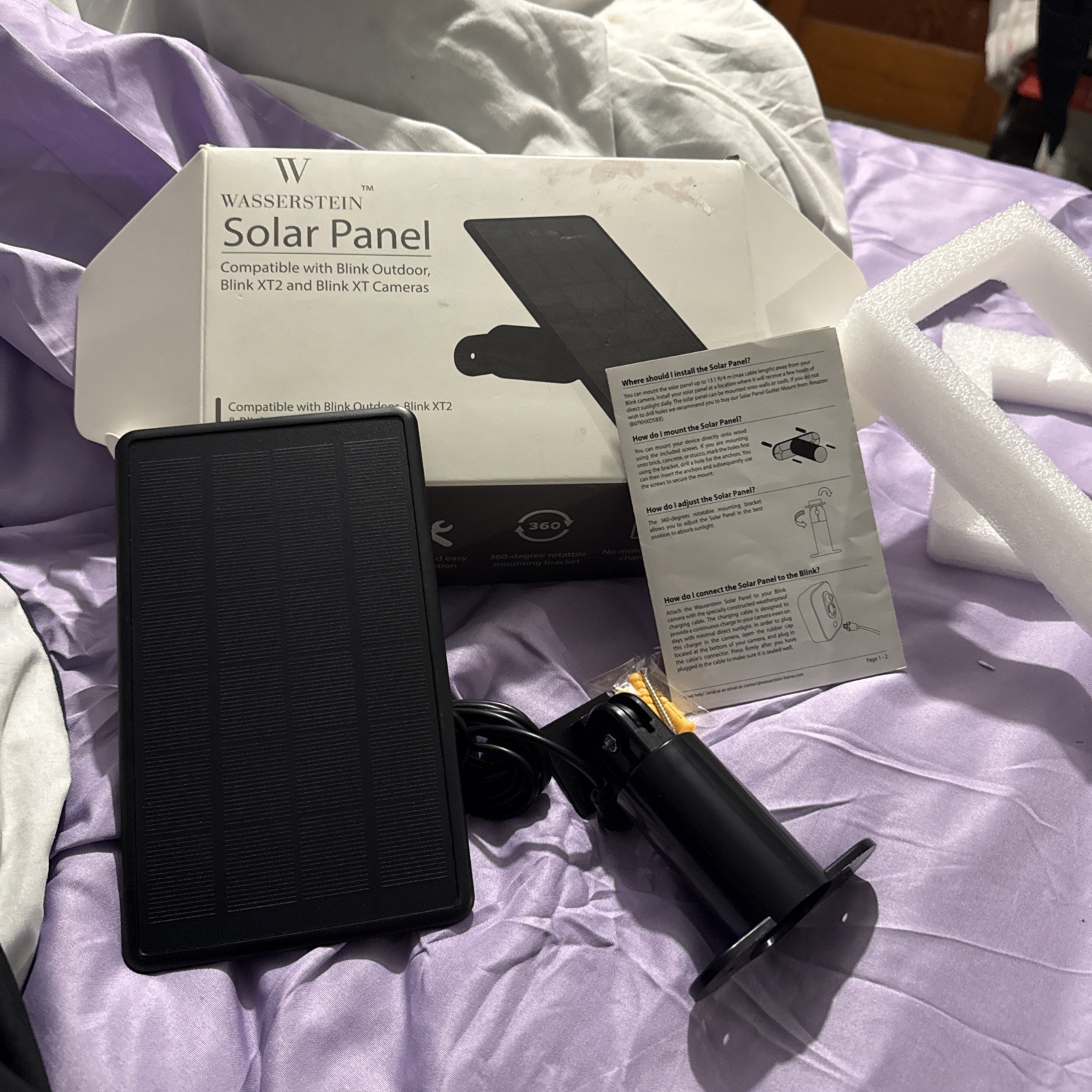 Solar Power Panel for Blink Outdoor, XT and XT2 Camera Charger – 1 Pack black