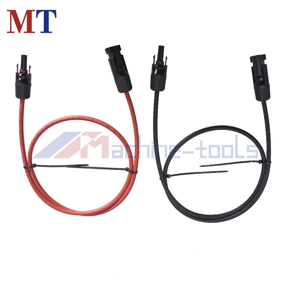 1 Pair Black + Red Solar Panel Extension Cable Wire Connector 3 Feet 10 AWG