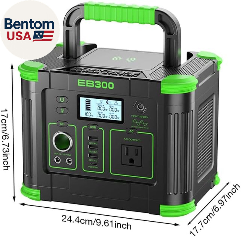 300W Portable Power Station 288Wh Solar Generator with USBC PD 60W, 110V Outlet