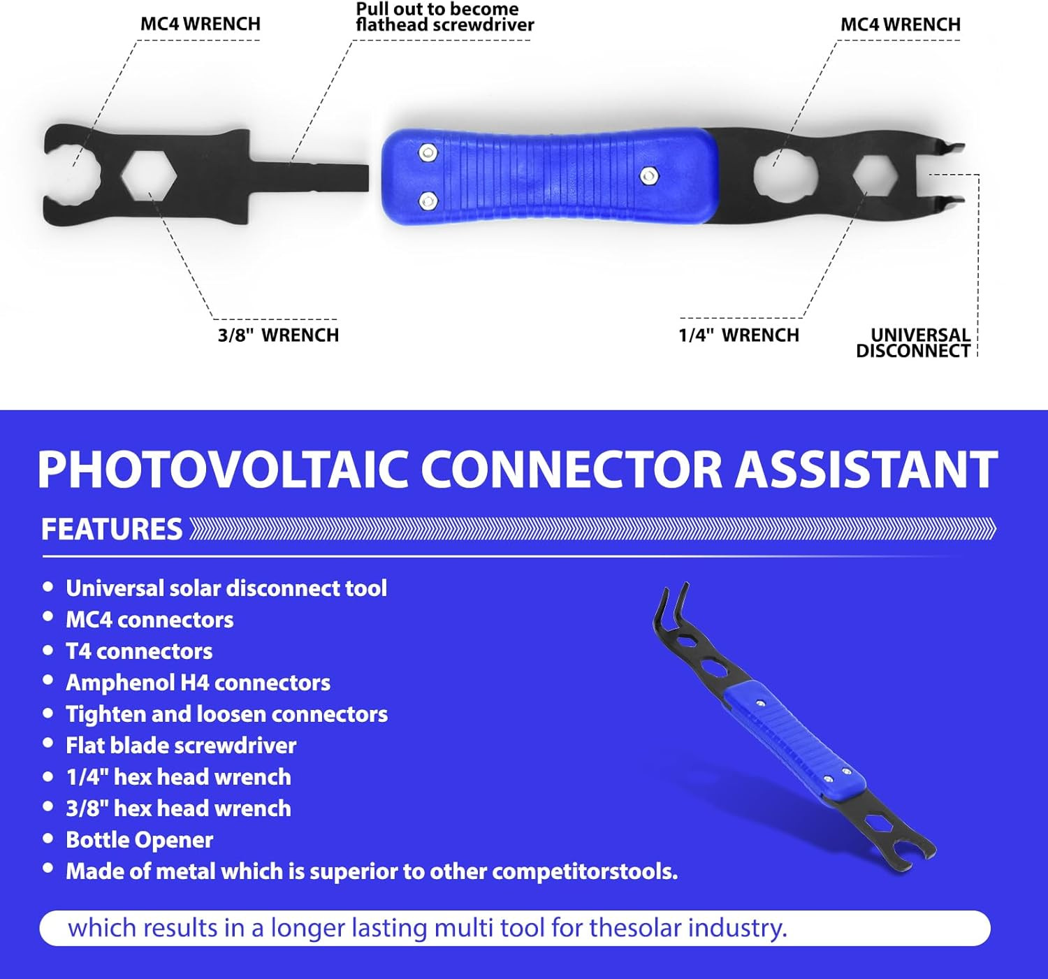 Mc4 Disconnect Tool, Solar Serpent 5-In-1 Multipurpose Solar Connector Tool, …