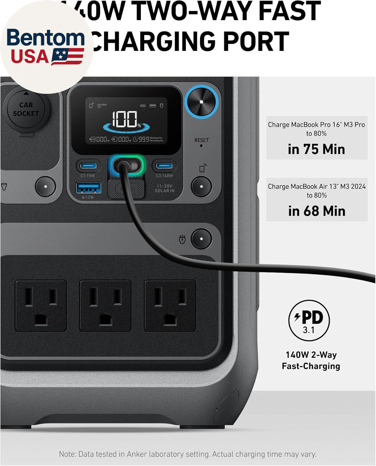 Portable Power Station SOLIX C300, 288Wh Lifepo4 Battery, 300W (600W Surge) Sola