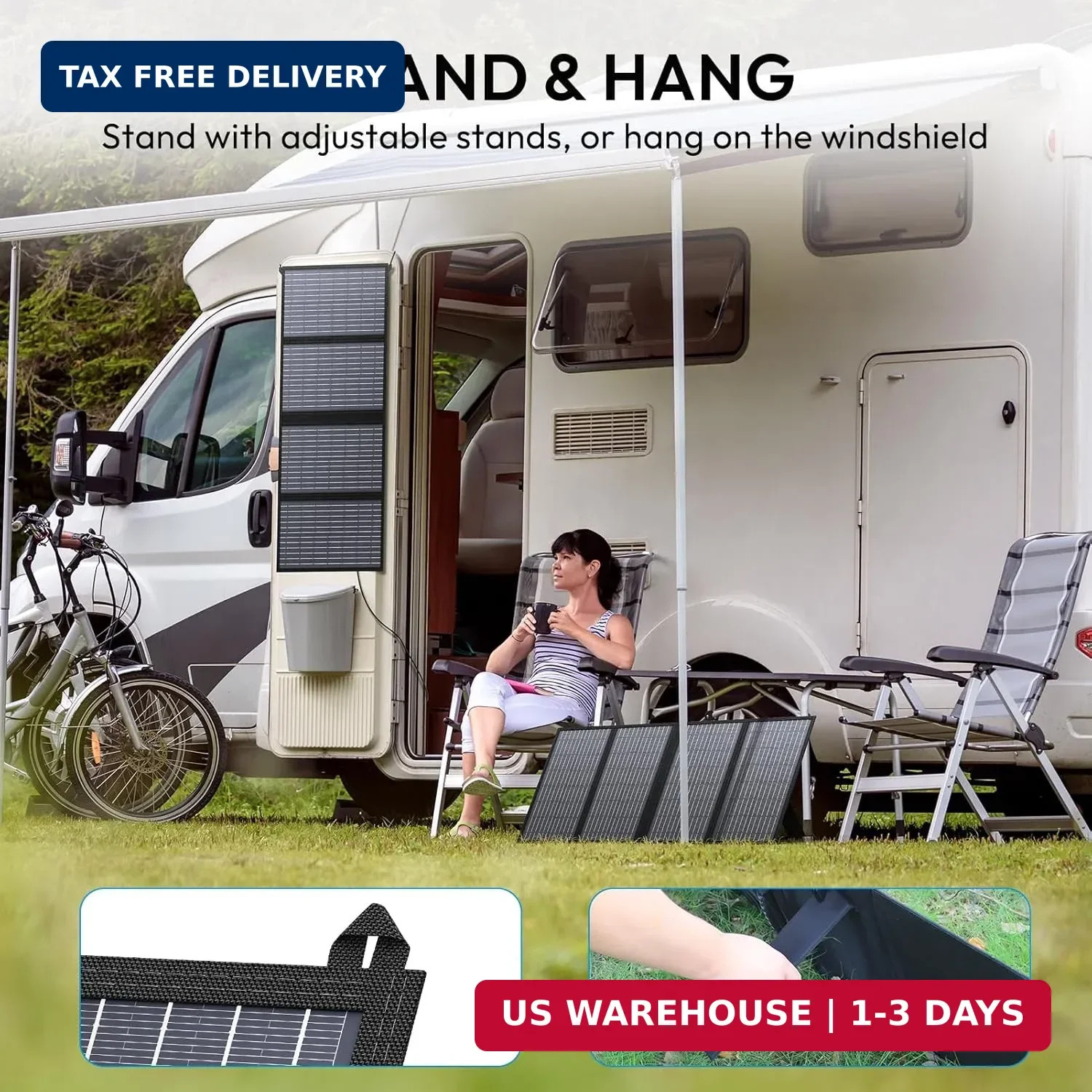 Portable Solar Panel, 60W Foldable Solar Panel Charger for Portable Generator Po
