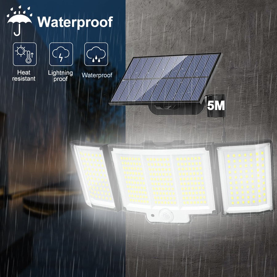 1,2 Pack Solar Lights Outdoor 348 LED Motion Sensor Lights With Remote Control