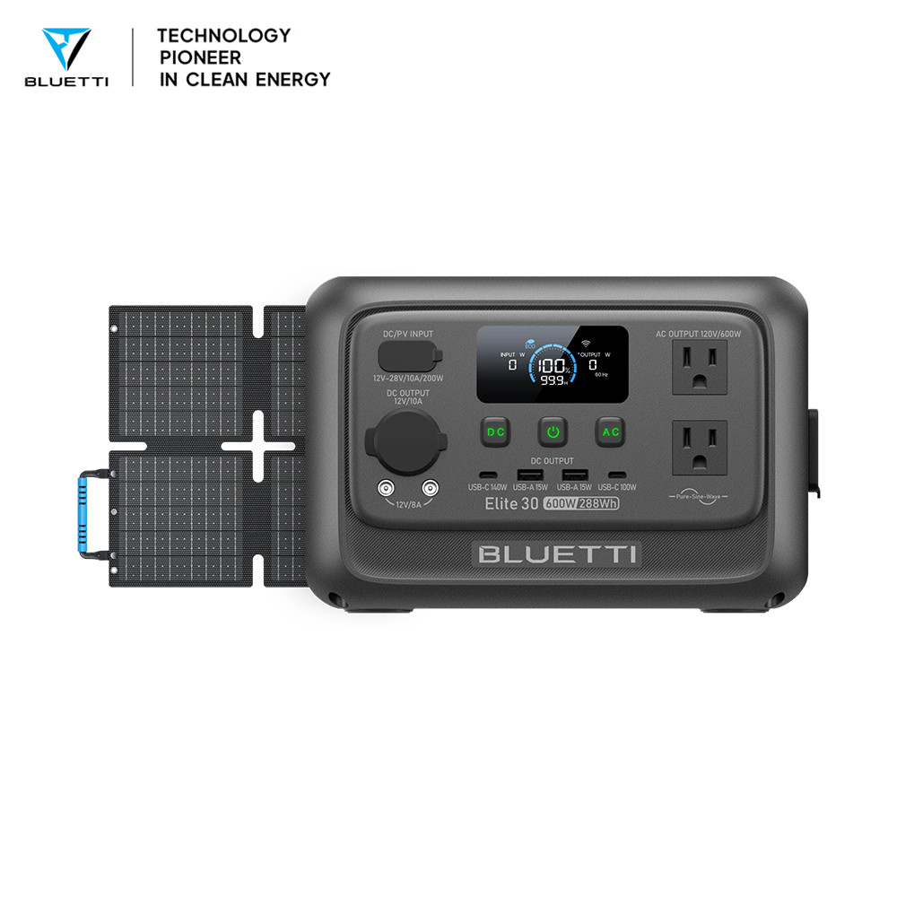 BLUETTI Elite 30 V2+60W Solar Panel 288Wh Portable Power Station LFP for Trip