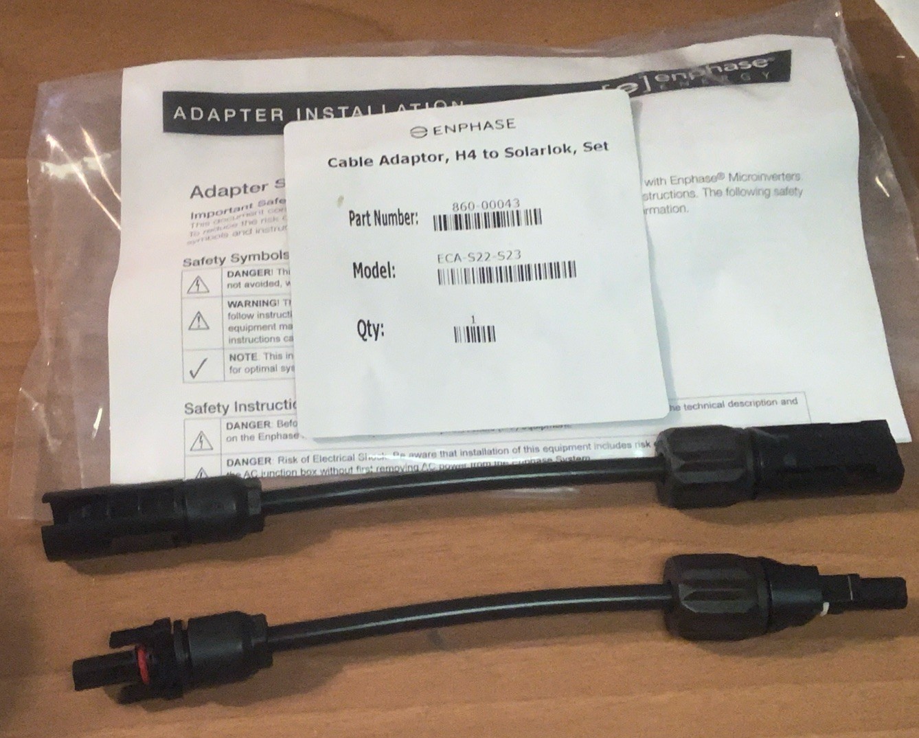Enphase Solar Lok MC3 (H4) Converter Cable for Solar Panel – PN 860-00043