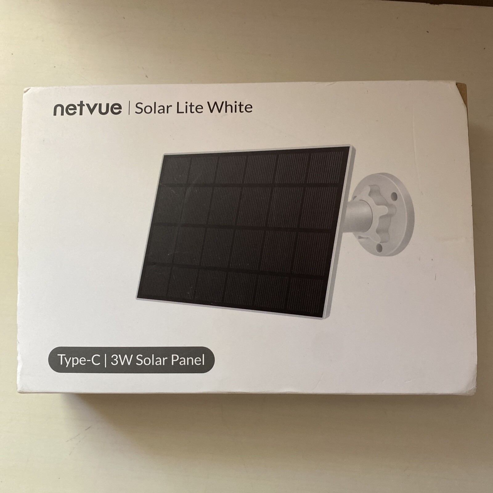 NOS NETVUE 3W Solar Panel, Type-C Charger, Waterproof, Lite White, NA-S002W-TC