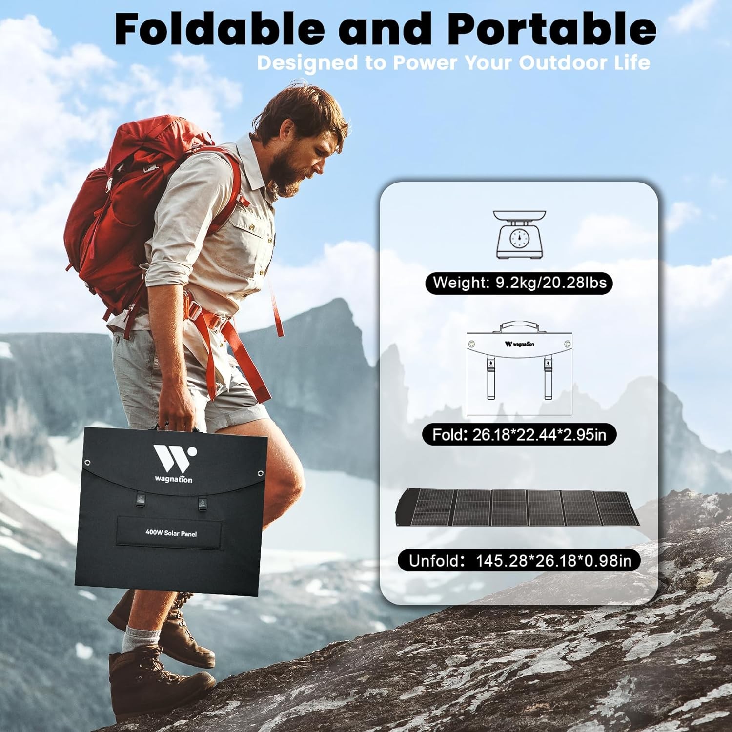 400W Portable Solar Panel Folding Charger Power with Kickstands Power Station