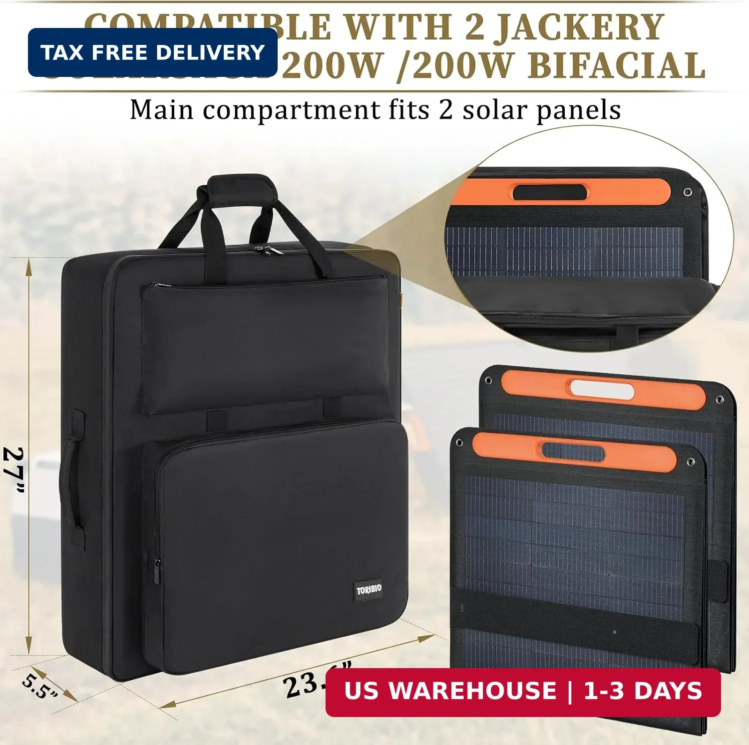 Solar Panel Travel Bag, Portable Solar Panel Storage Bag Compatible with Jackery