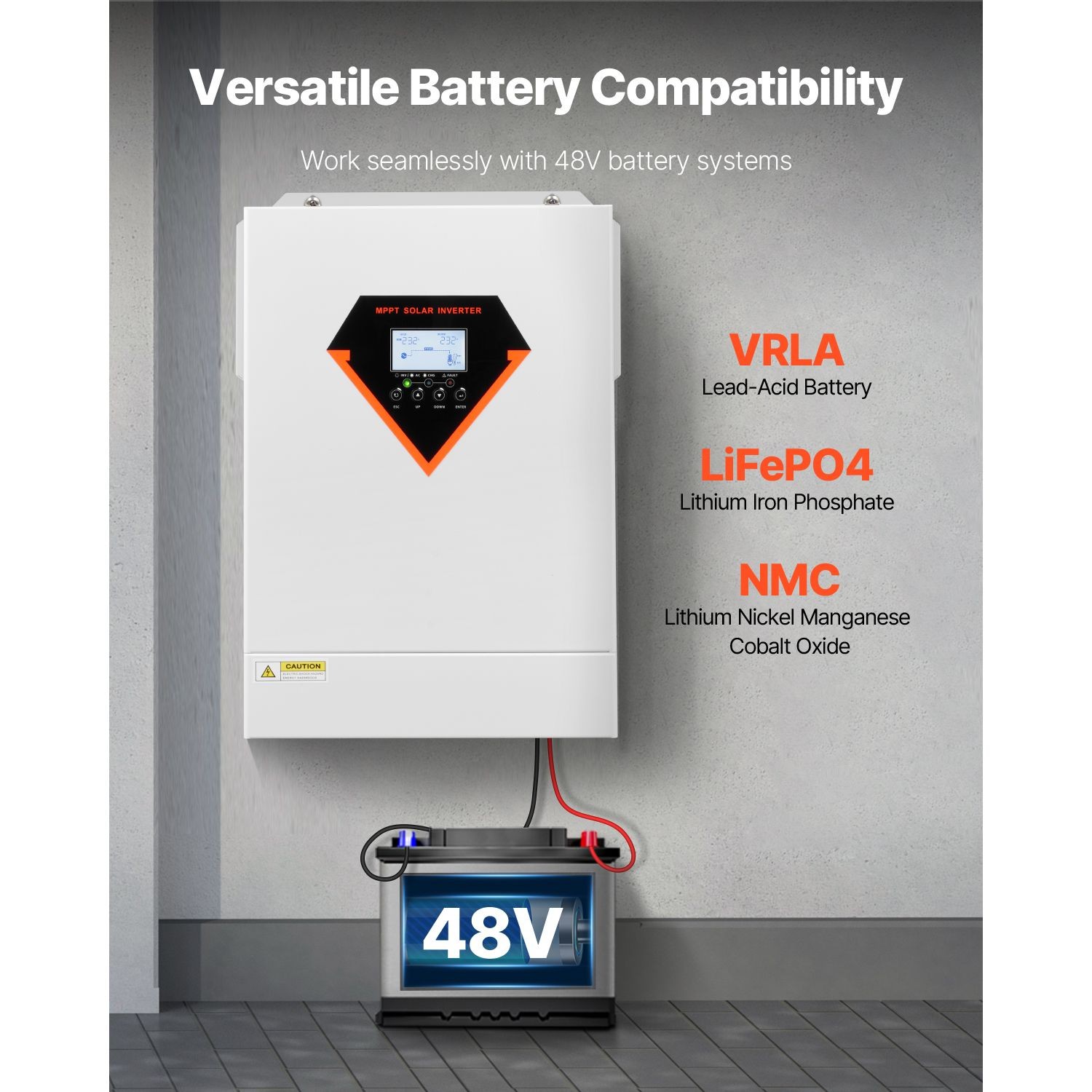 6000W Hybrid Solar Inverter, 48V to 220V AC, Pure Sine Wave with MPPT
