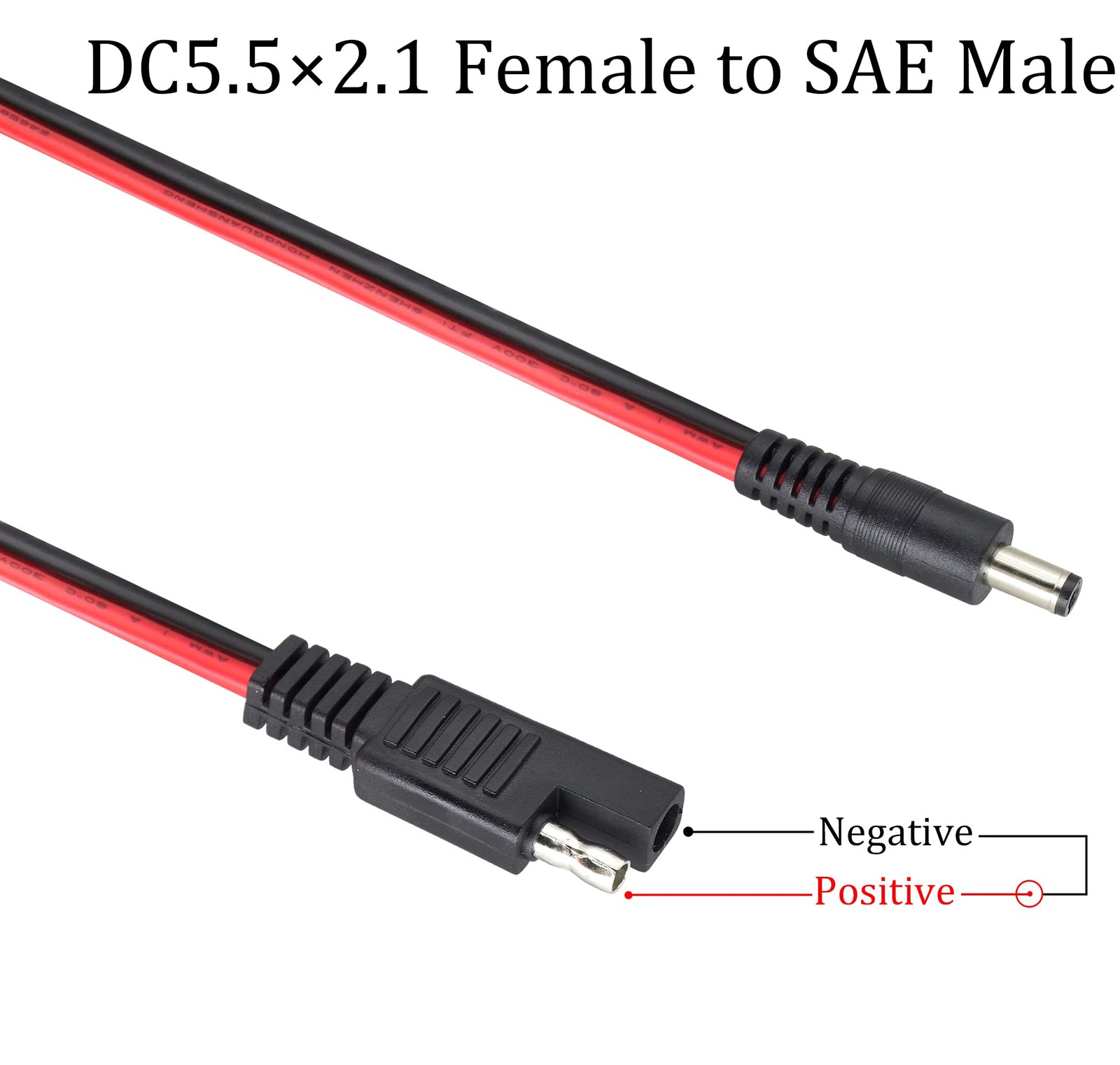 2Pack SAE to DC Adapter Cable SAE Plug to DC 5.5mmx2.1mm Male Connector Cable…