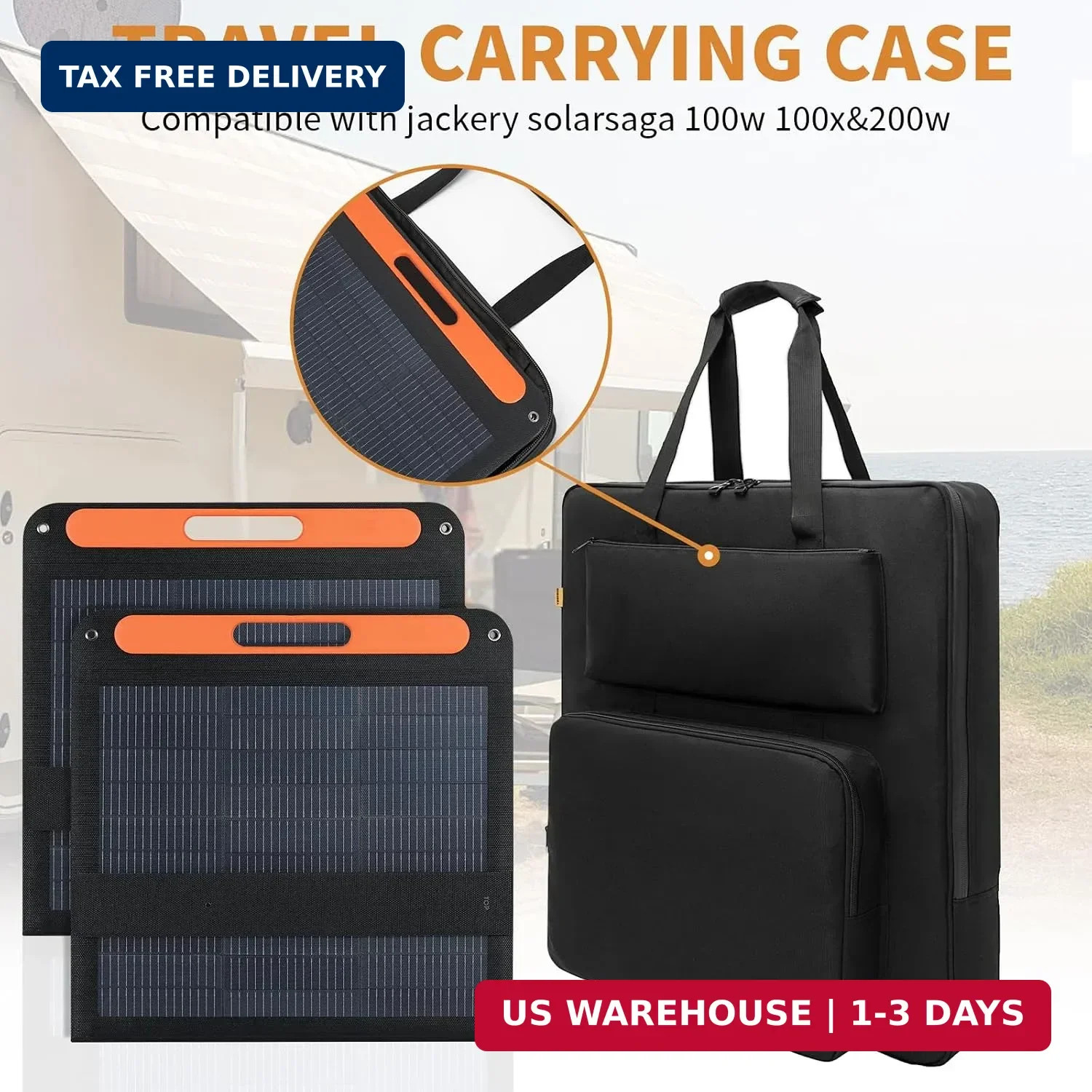 Solar Panel Travel Bag, Portable Solar Panel Storage Bag Compatible with Jackery