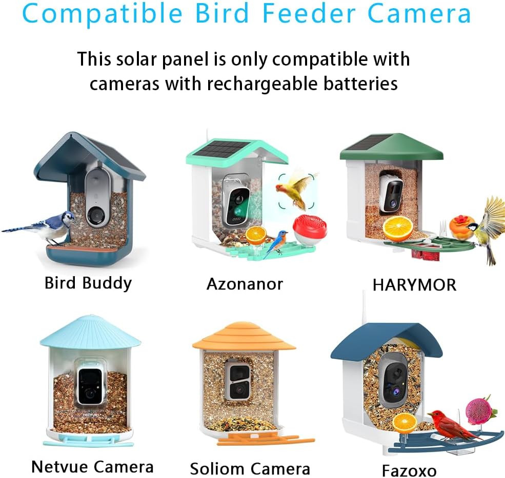 Bird Feeder Camera Solar Panel Replacement, 4W 5V Solar Panel 9.8Ft Charging Cab