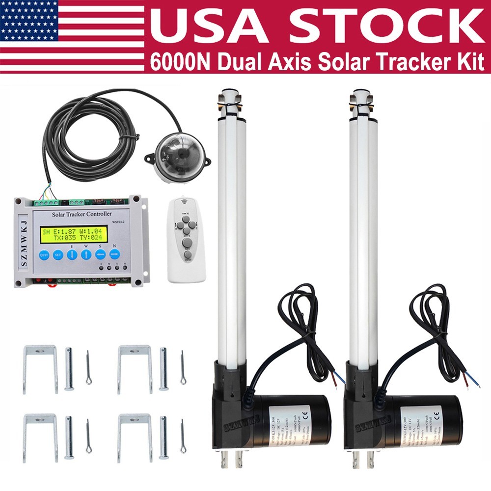 6000N 2X12″ Linear Actuators&Controller DIY Dual Axis Solar Tracker Sun Tracking