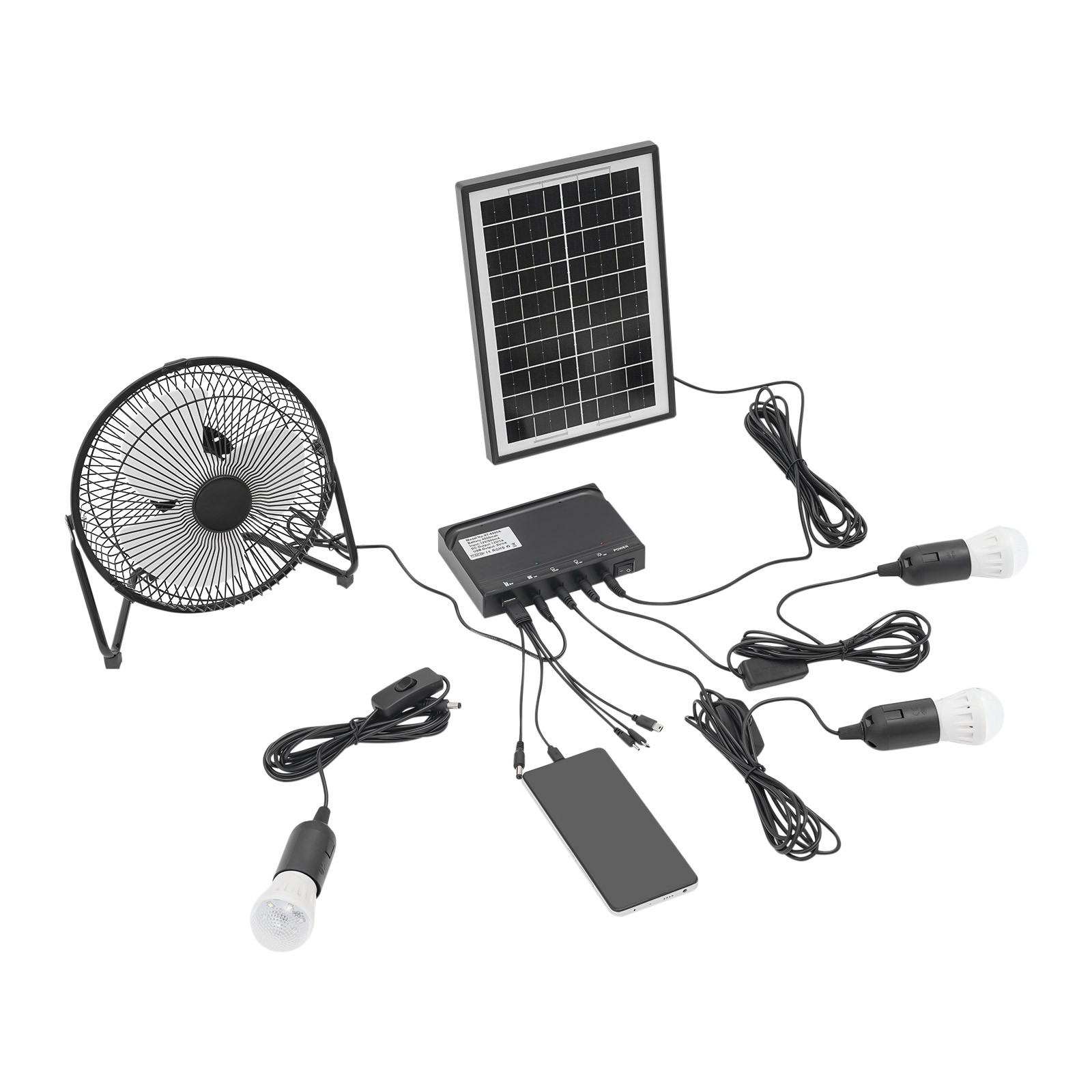 Solar Generator Portable Lighting Fan System Kit, Solar Fan and Lamp Kit