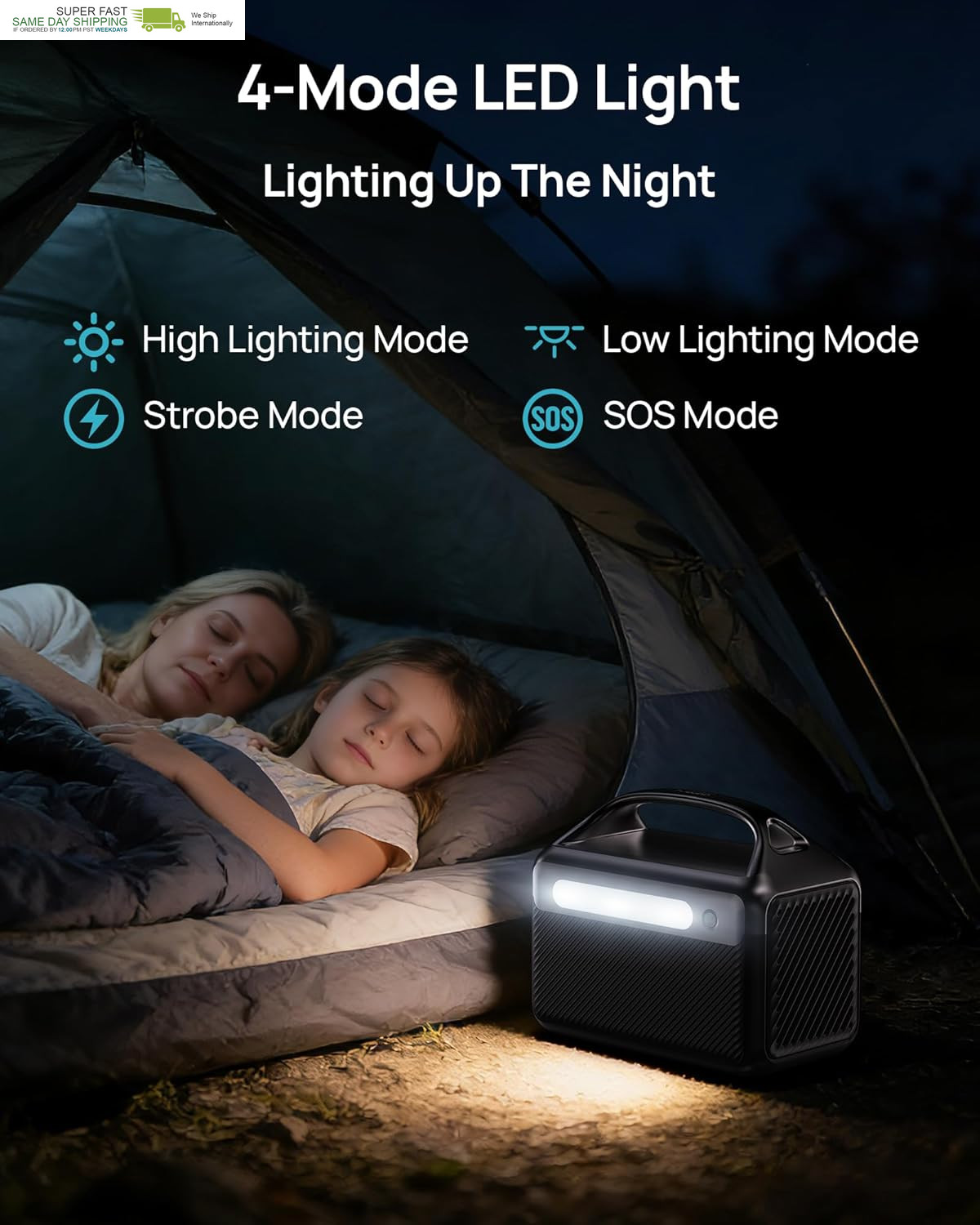 300W, 192Wh Lifepo4 Battery Solar Generator with Carry Bag & 2 AC Outlets 110V/