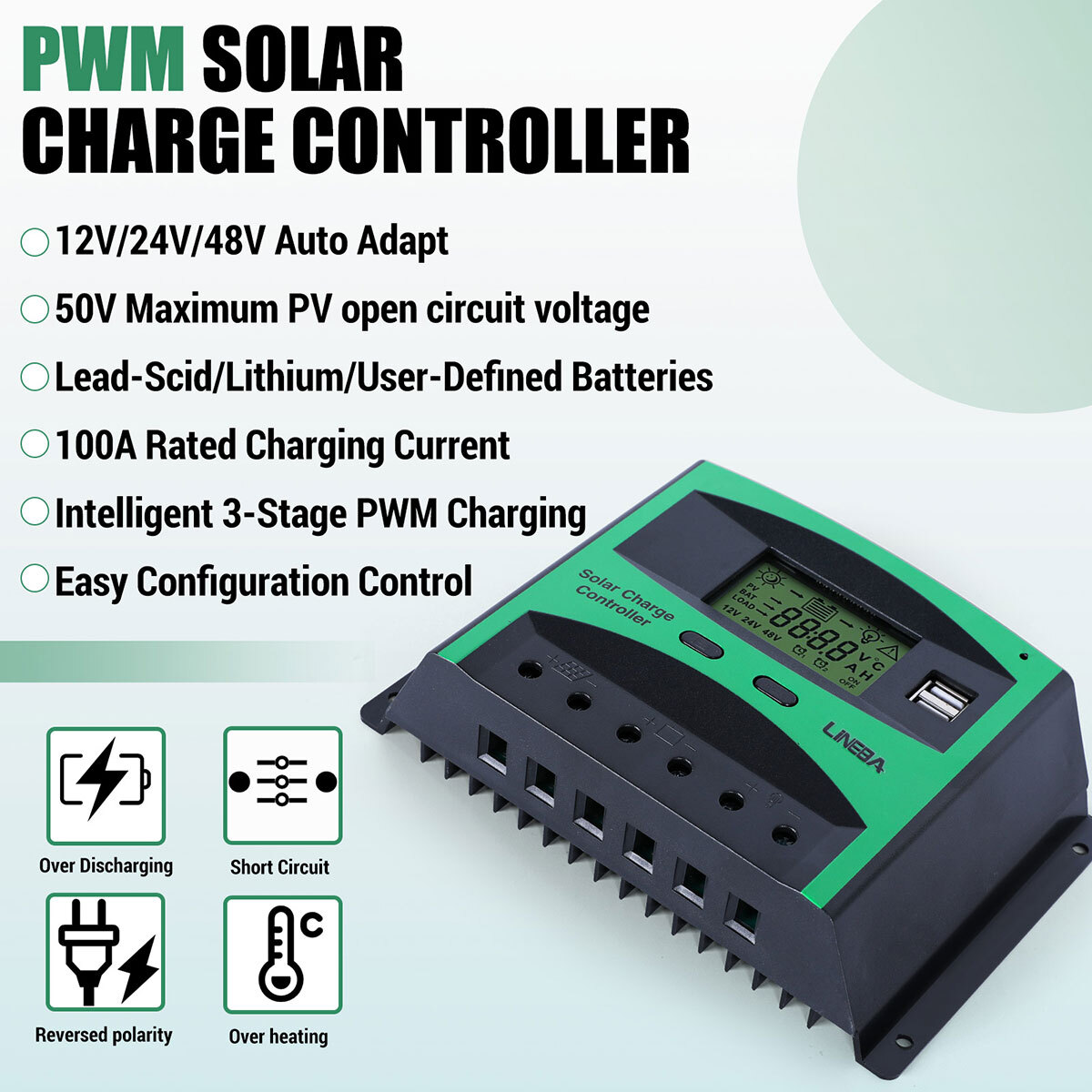 30-60A MPPT Solar Panel Regulator Charge Controller Auto Focus Tracking 12V/24V