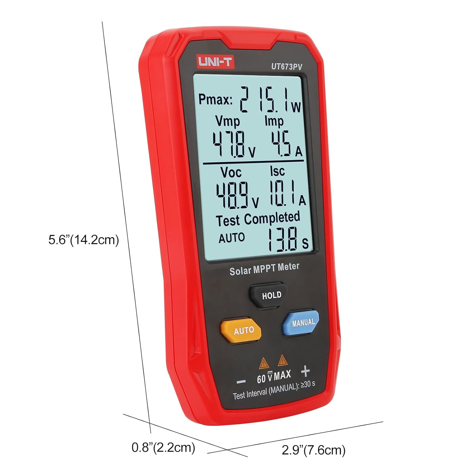UT673PV Solar MPPT Meter 800W Multimeter, 35A/60V Auto Measurement Display