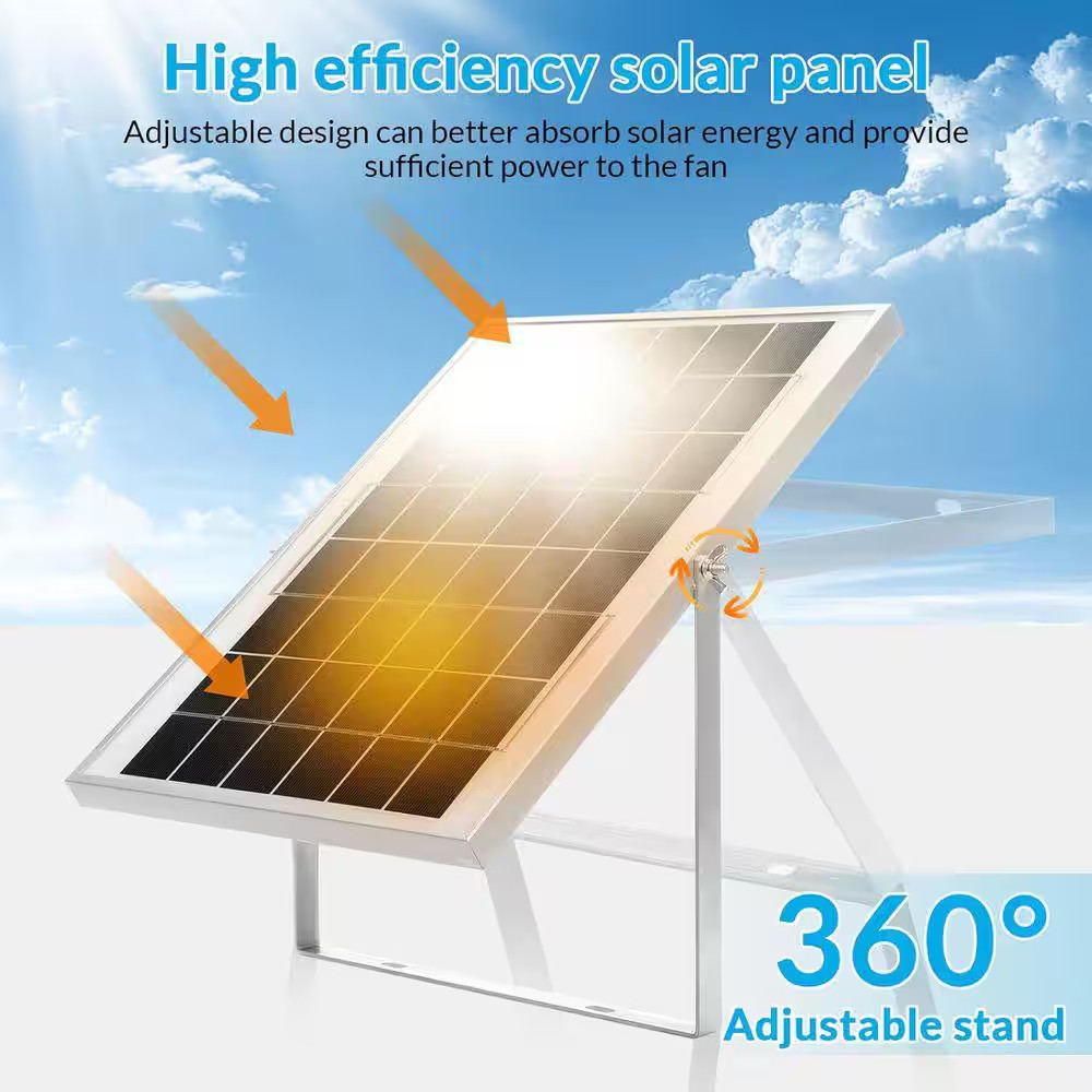 2 Set Solar Fan for Greenhouse, 10W Solar Panel Fan Kit with Bracket, Waterproof