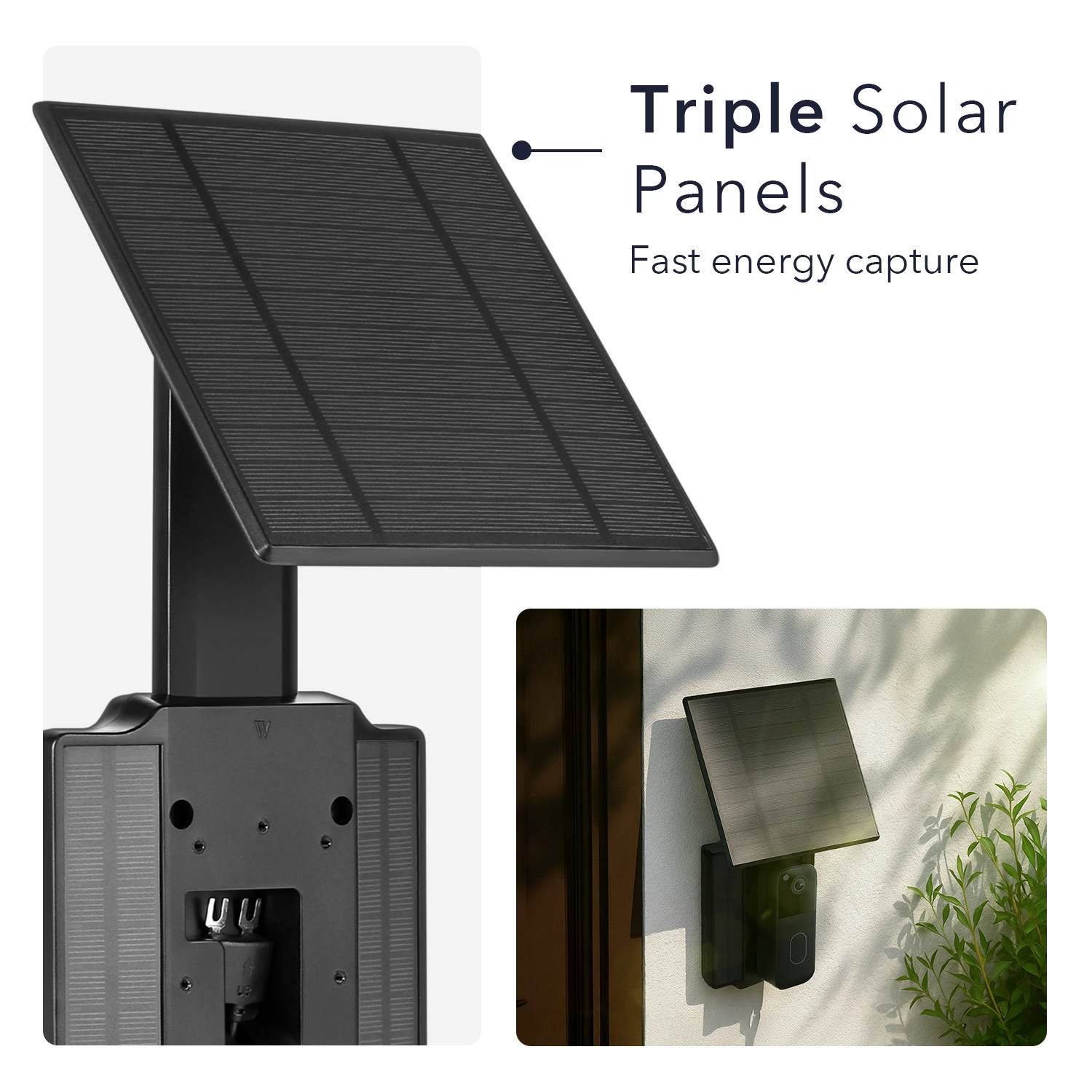 Wasserstein Solar Charger for Blink Video Doorbell (2nd Gen) Triple Solar Panels