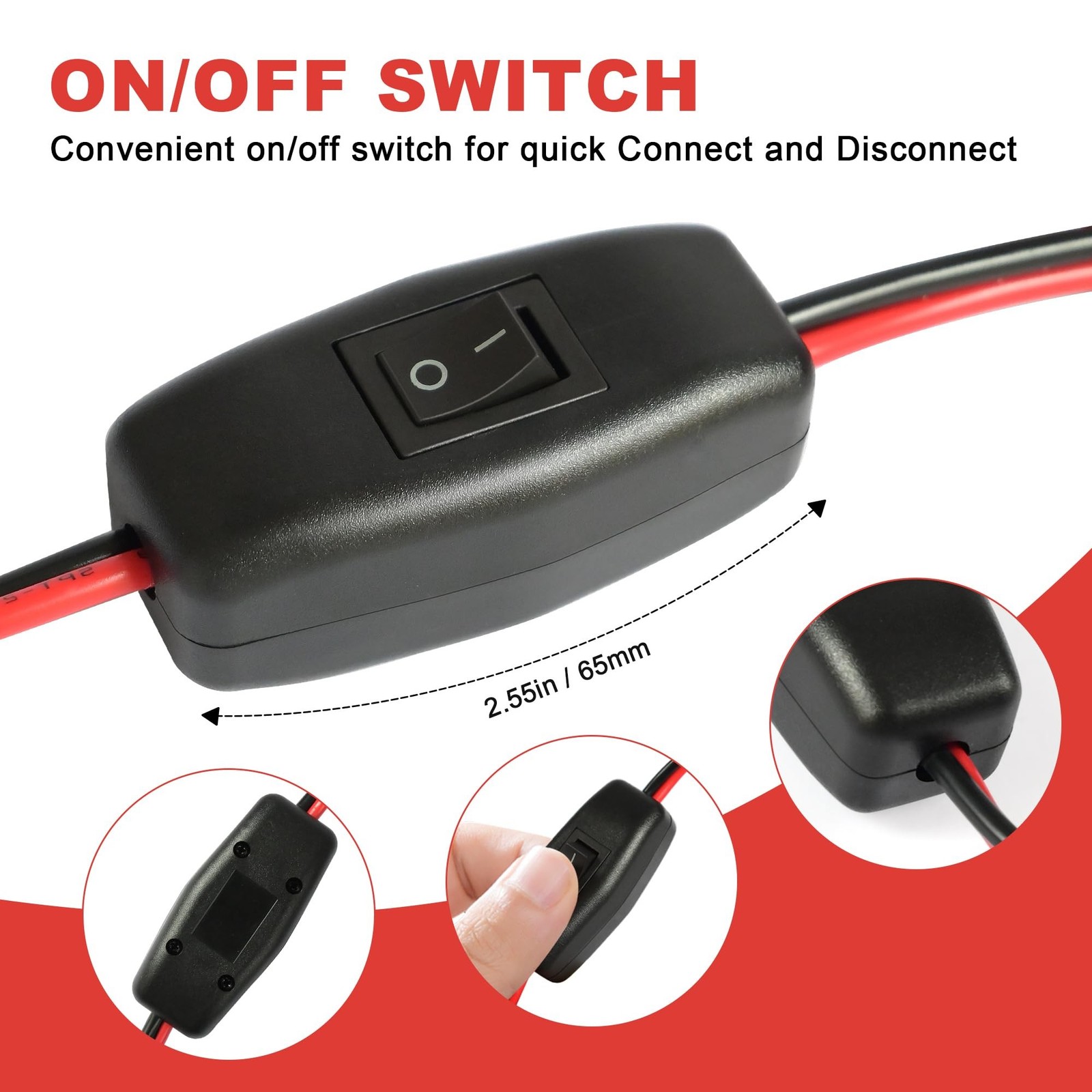 SAE Battery Alligator Clips Wire Harness with On/Off Switch 7.9ft/2.4m 16AWG,…