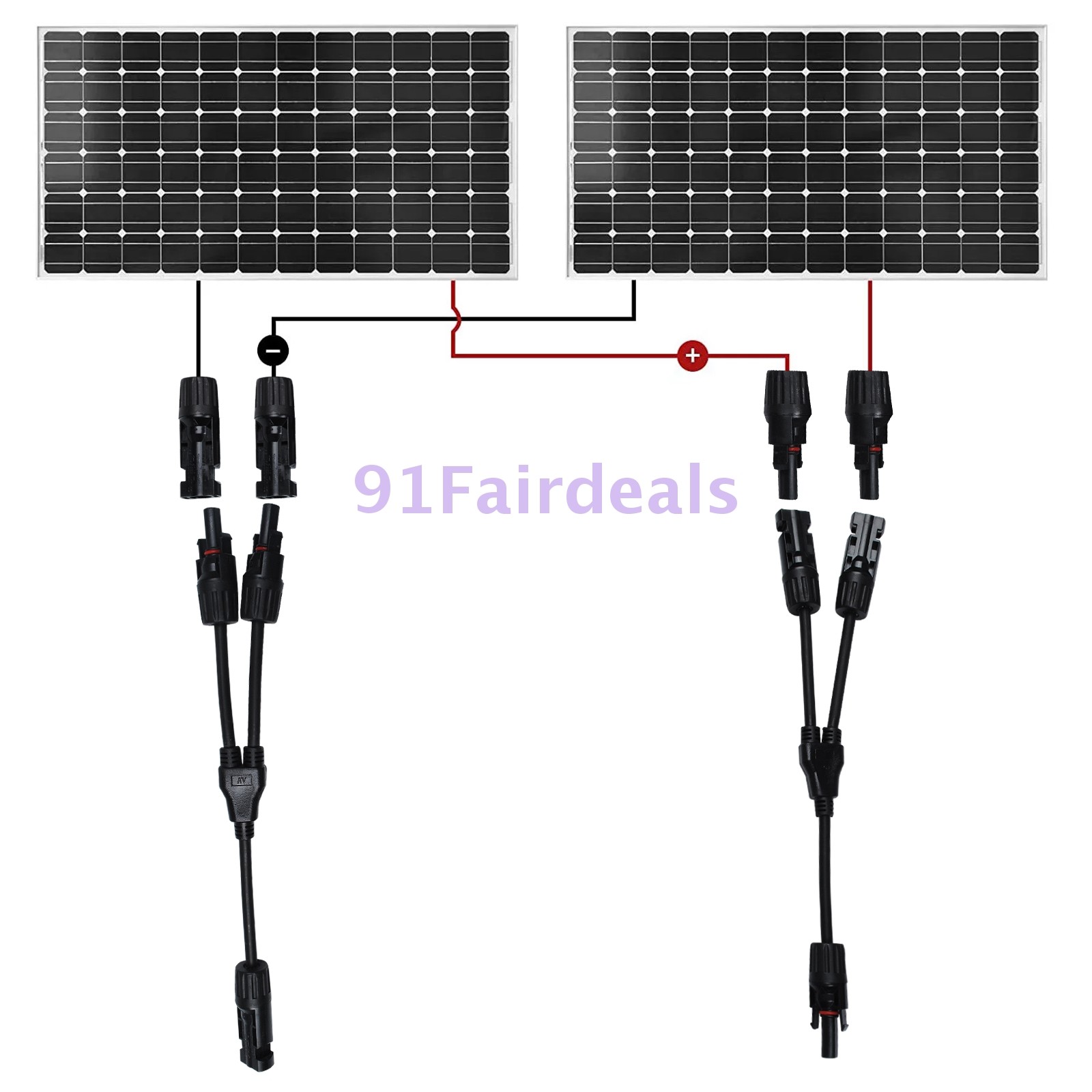 lot Solar Panel Y Branch Cable Connection Waterproof Adapter Connector Extension