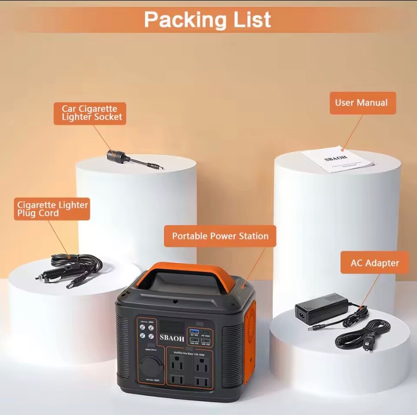 Portable Power Station 110V,296Wh Lithium ion Solar Generator with 300 W AC Powe