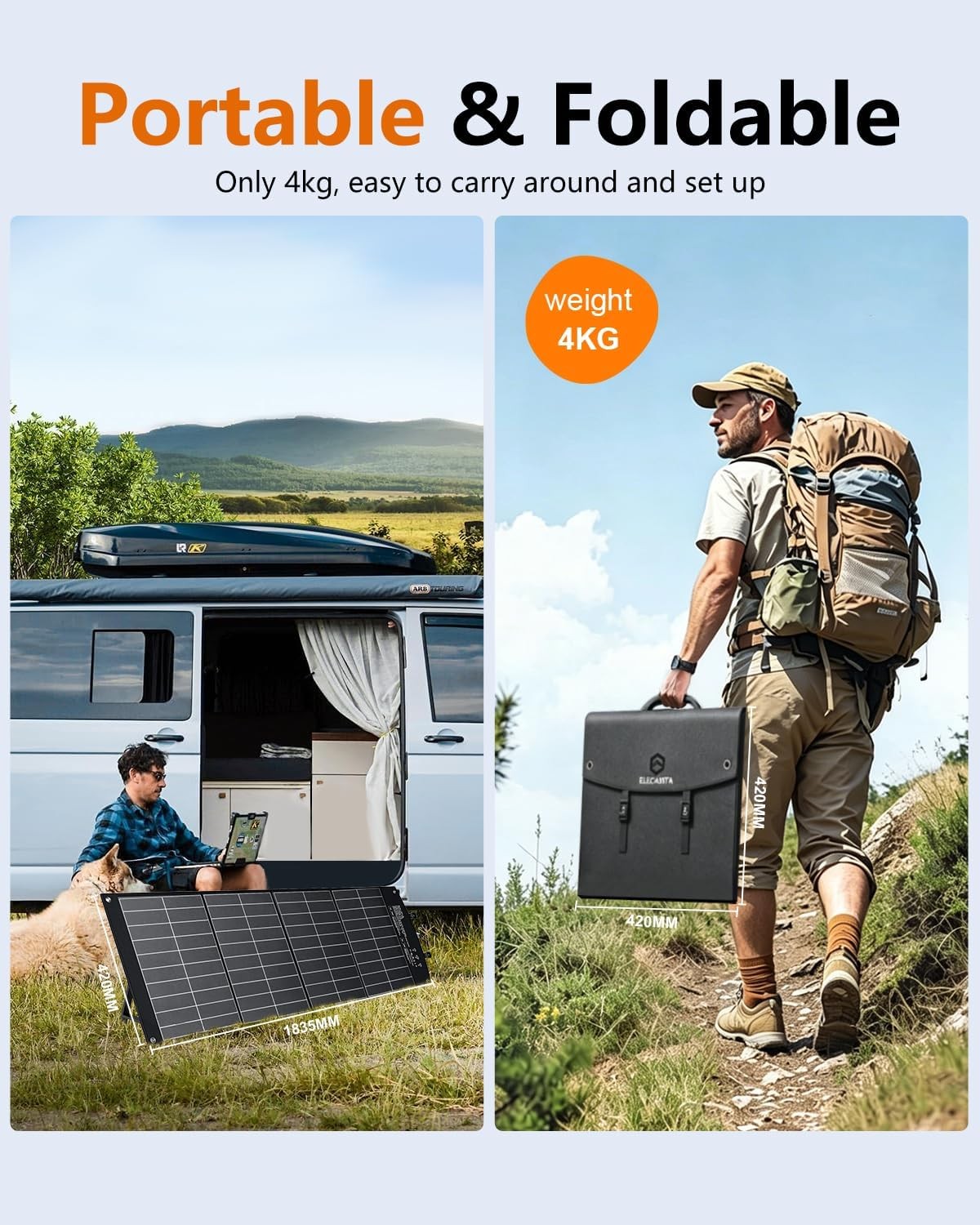120W Portable Solar Panel HPBC for Jackery EF Ecoflow Bluetti 25.4