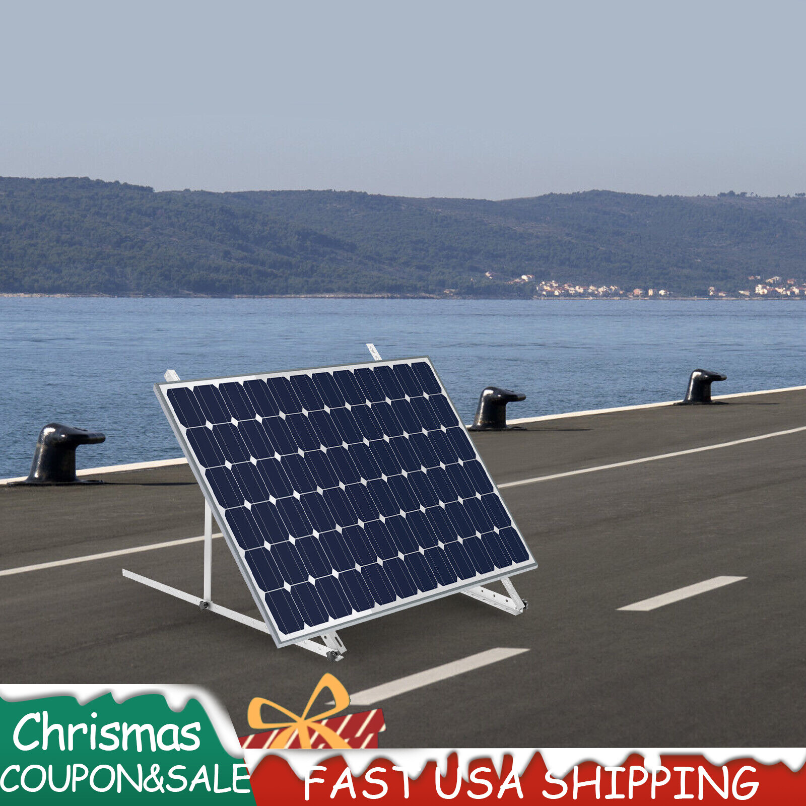 41”/45” Solar Panel RV Tilt Mount Brackets Roof Flat Surface Adjustable Frame US