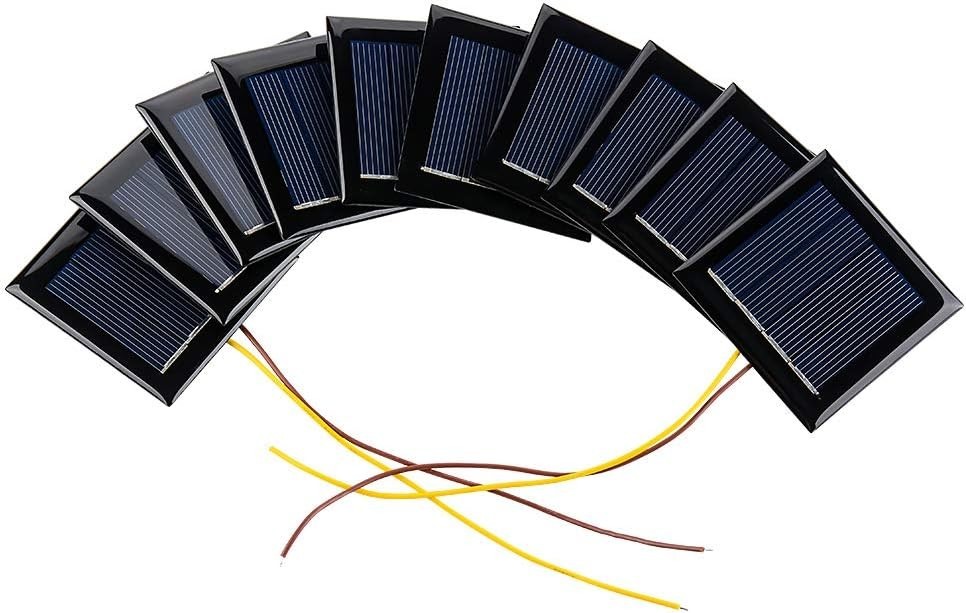 AOSHIKE 10Pcs 2V 130mA Micro Solar Panels Photovoltaic Solar Cells with Wires…