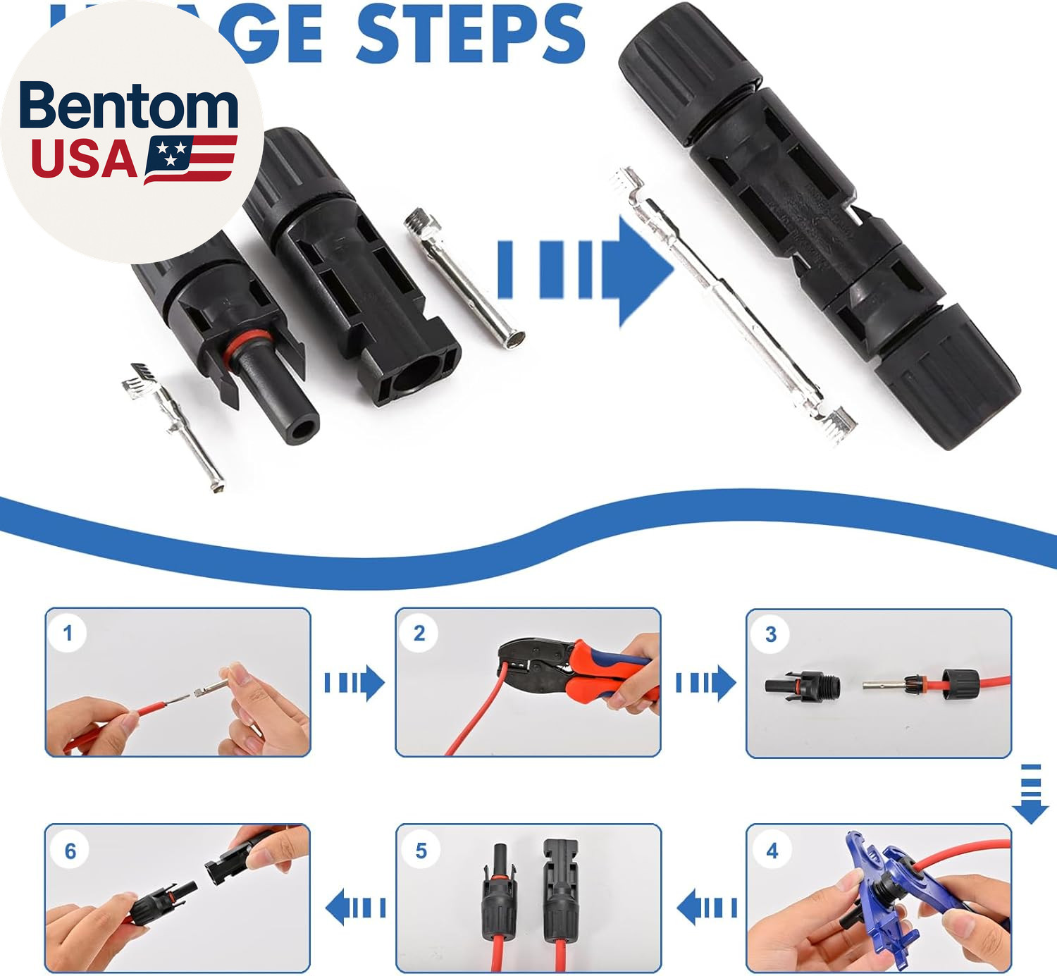 16 PCS Solar Panel Connectors, Male/Female IP67 Waterproof 1000V 30A Solar Cable