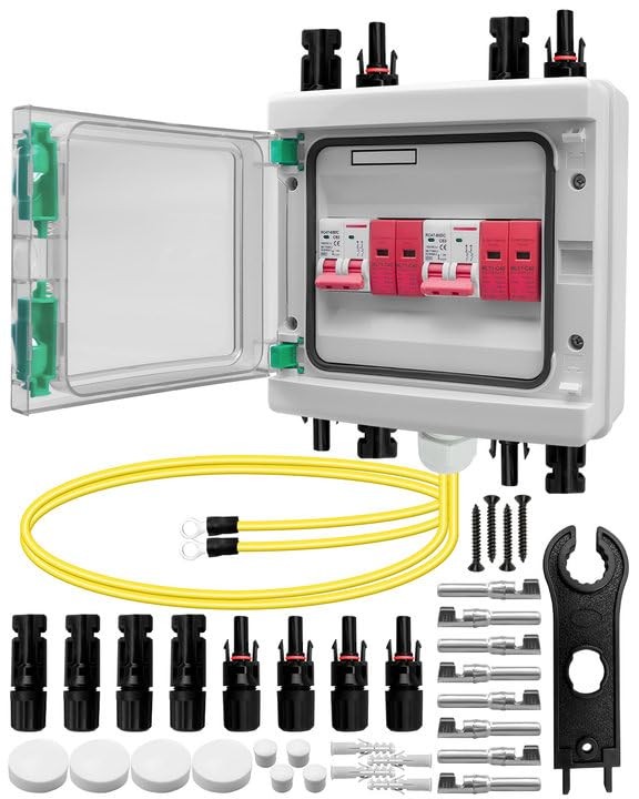 63 Amp Solar Disconnect Switch DC Breaker Box with Surge Protector, IP65 Wate…