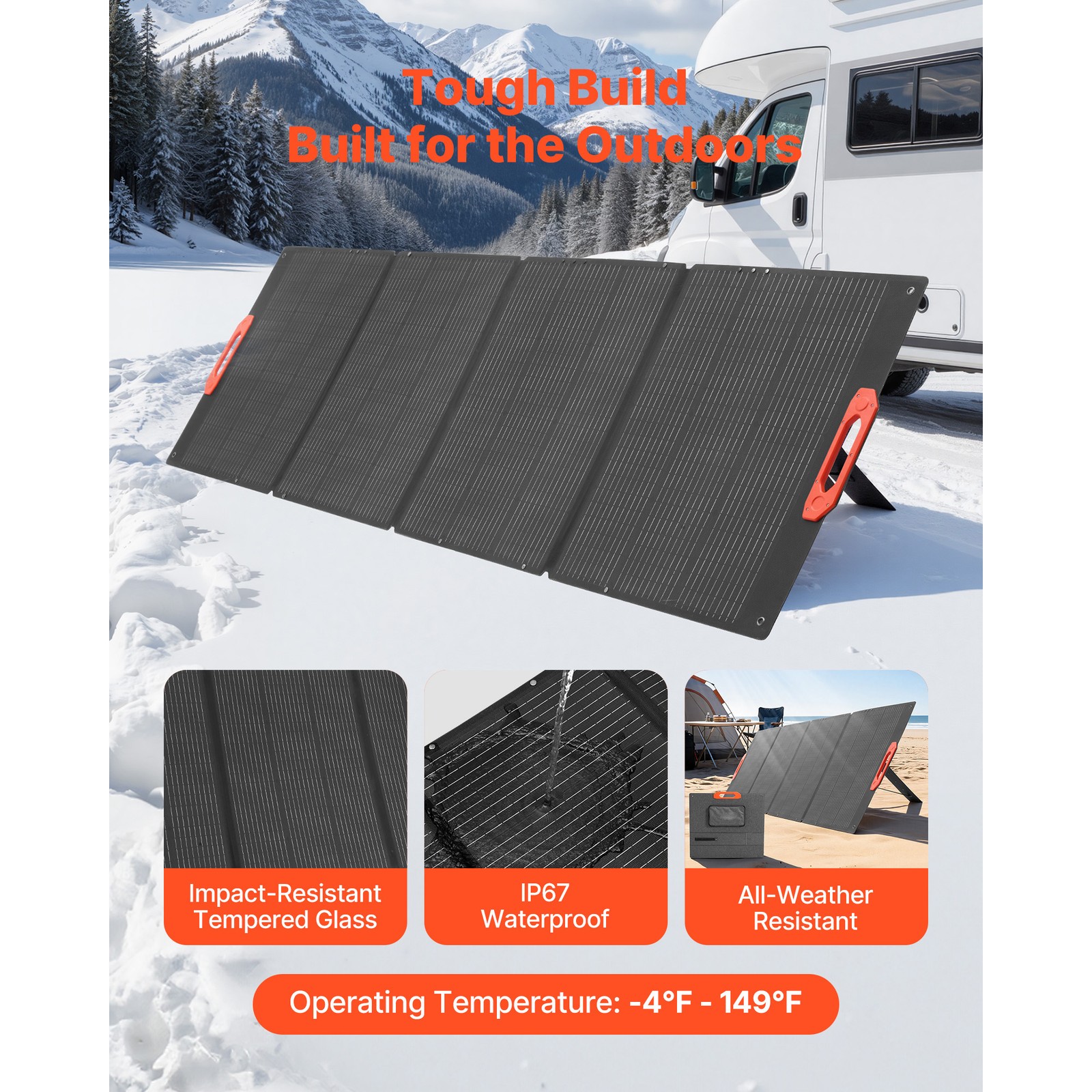 Uimoso 300W Foldable Monocrystalline Solar Panel with Portable ETFE Design