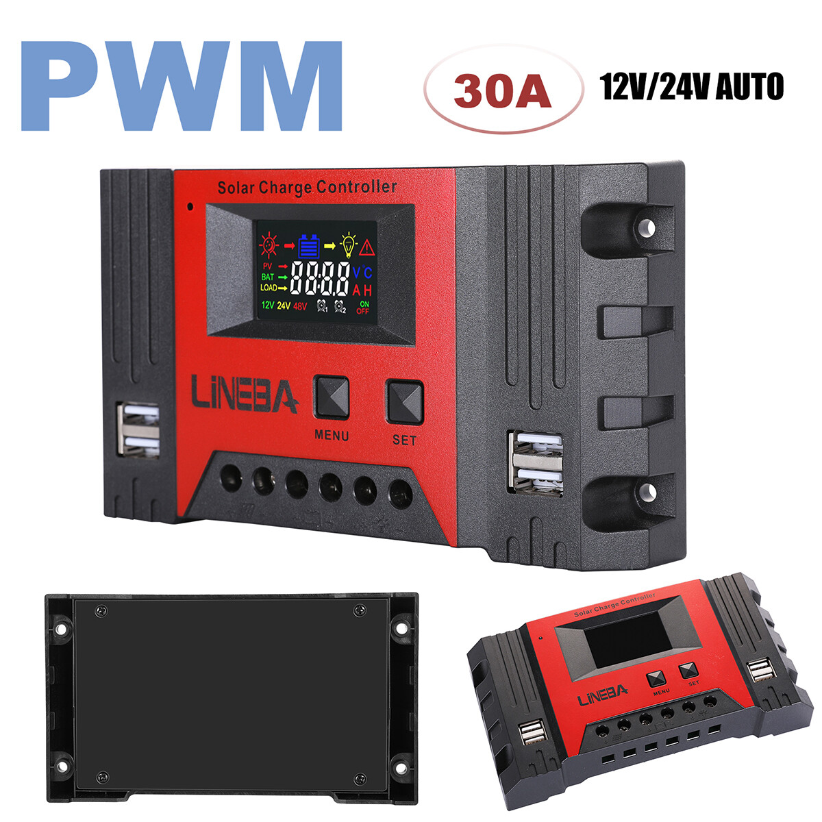 100A Solar Panel Battery PV Regulator Charge Controller AUTO 12V/24V/48V 4 USB