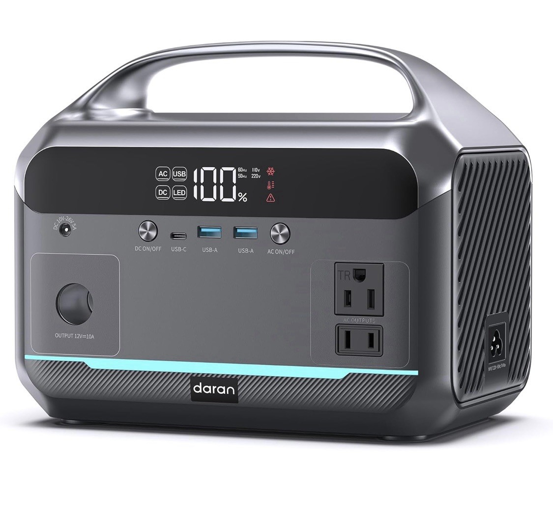 Portable Power Station, Outdoor 288Wh LiFePO4 Battery, 350W (600W Surge) Solar