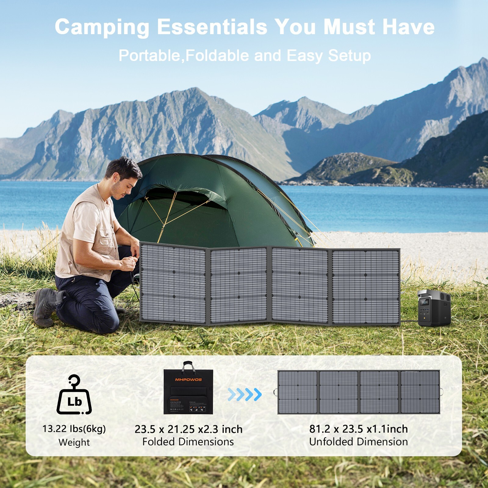 Portable Solar Panel 110W 220W IP67 outdoor camper for Jackery EXPLORER 1000 V2