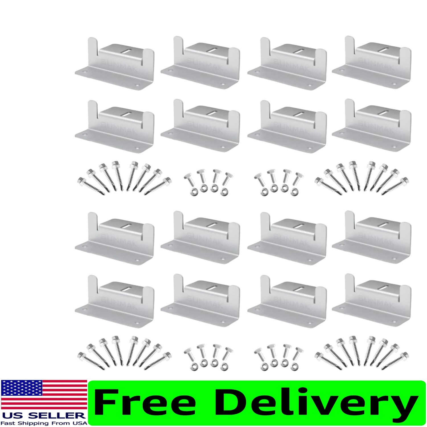 16-Set Lightweight Corrosion-Free Solar Panel Z Brackets for All Off-Grid Needs