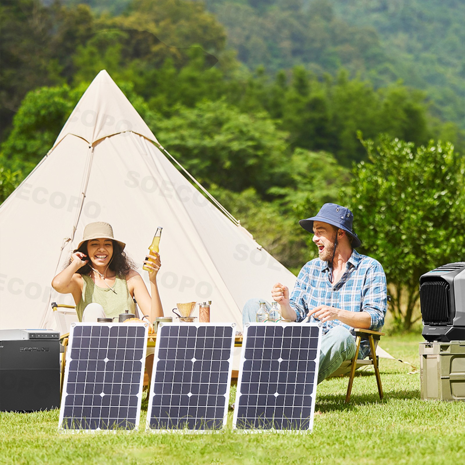 4x500W Solar Panels-100A Controller+Y-Cable+Suction Cups for Home/Outdoor Power