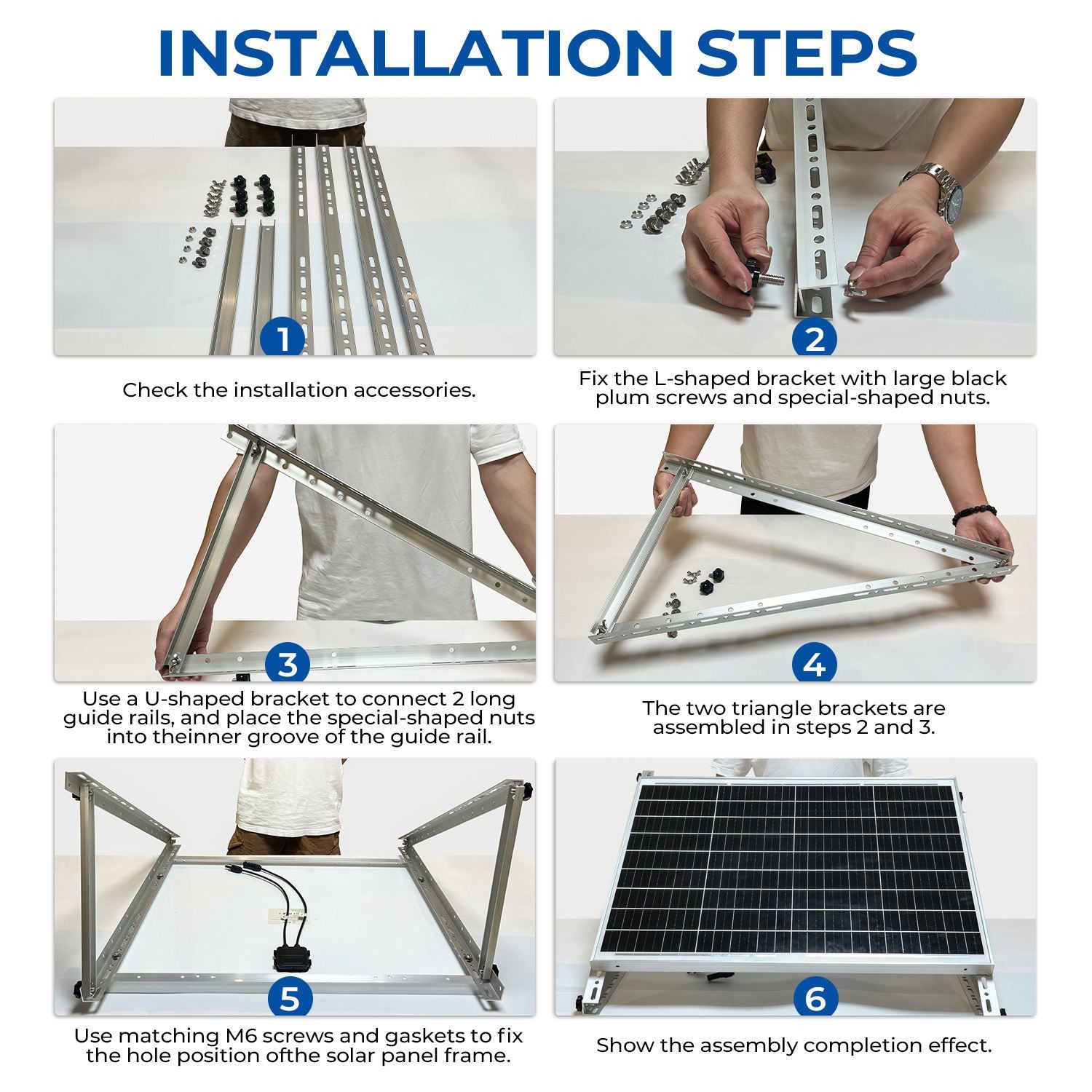 PFCTART 2 Set 45 inch Solar Panel Mount Brackets Adjustable Tilt Mount Brackets