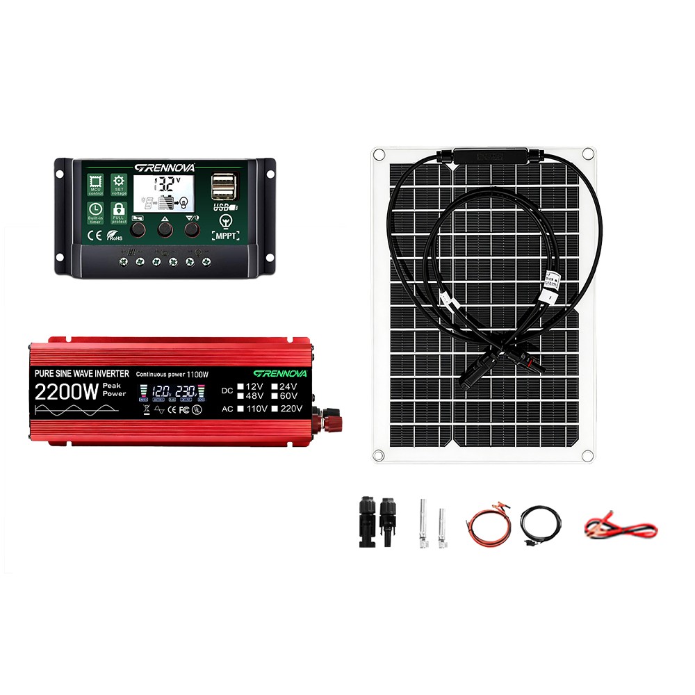 Grennova 2200W Pure Sine Full Off-Grid Solar System Outdoor Solar Power Station